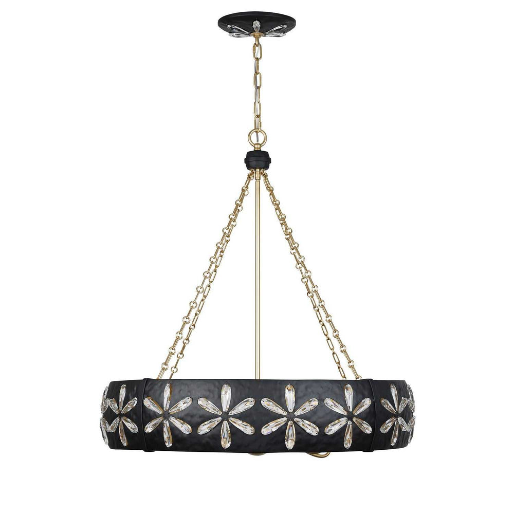 Venice Six Light Chandelier in Metropolis Black and Gold Savoy House