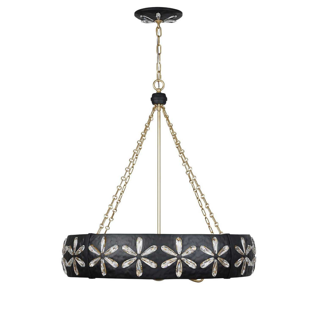 Venice Six Light Chandelier in Metropolis Black and Gold Savoy House