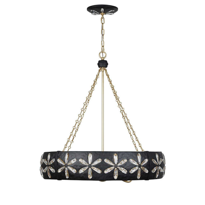 Venice Six Light Chandelier in Metropolis Black and Gold Savoy House