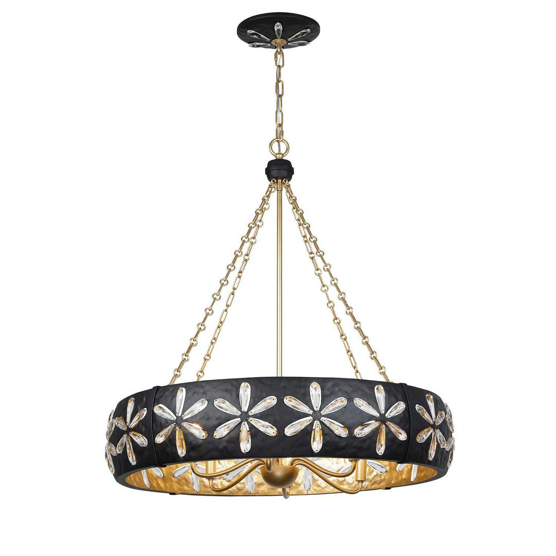 Venice Six Light Chandelier in Metropolis Black and Gold Savoy House