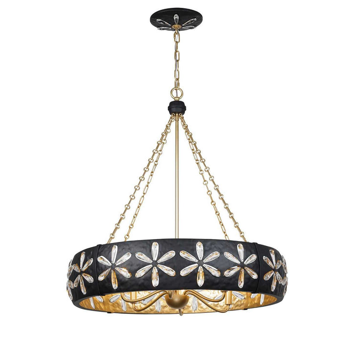 Venice Six Light Chandelier in Metropolis Black and Gold Savoy House