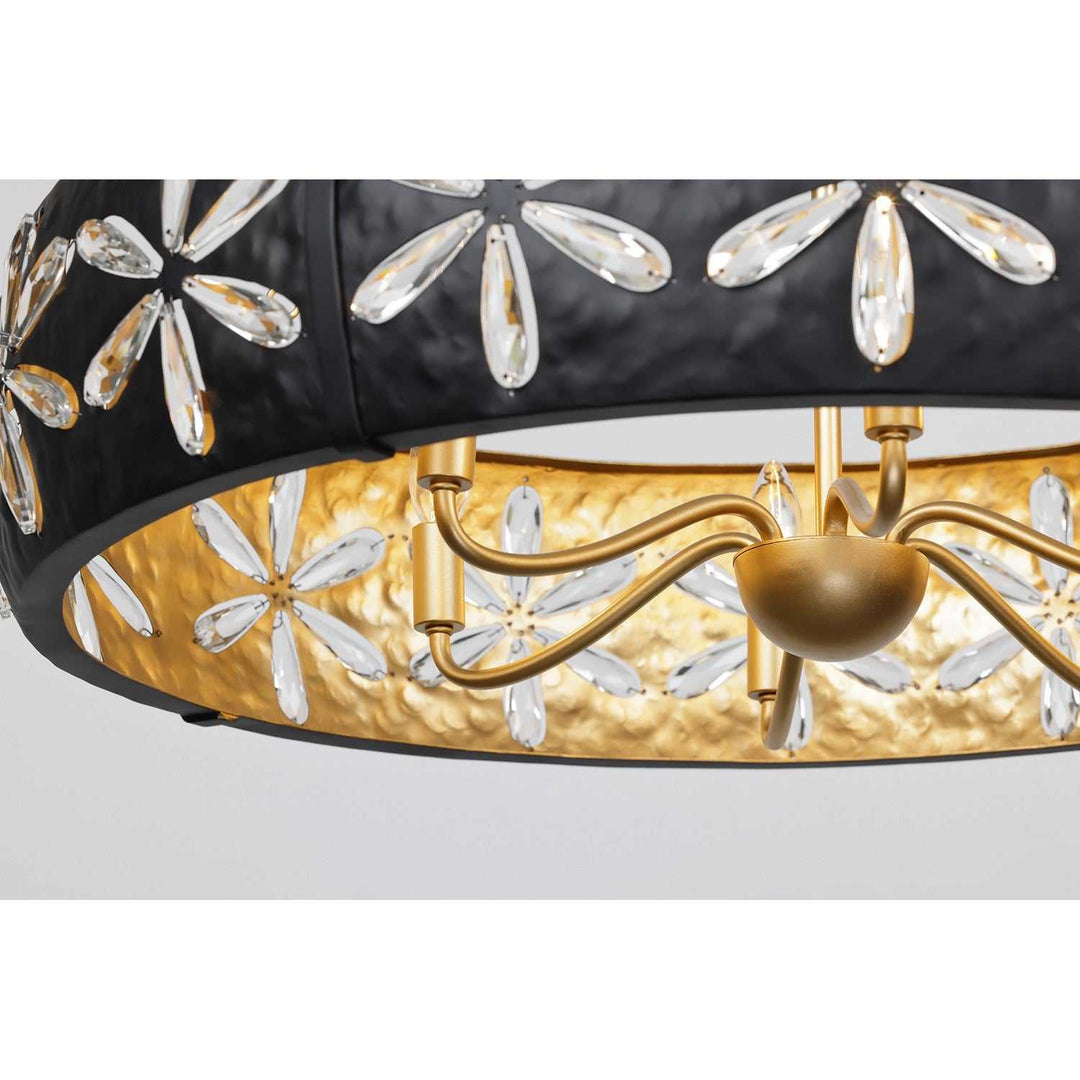 Venice Six Light Chandelier in Metropolis Black and Gold Savoy House