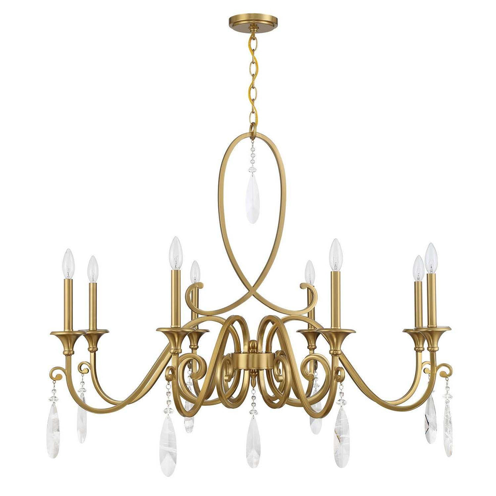 Fairchild Eight Light Chandelier in Warm Brass Savoy House