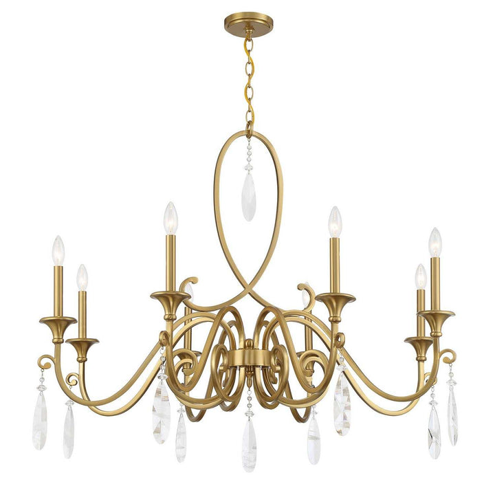 Fairchild Eight Light Chandelier in Warm Brass Savoy House