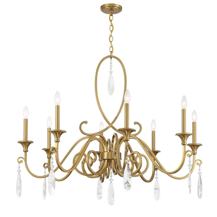 Fairchild Eight Light Chandelier in Warm Brass Savoy House