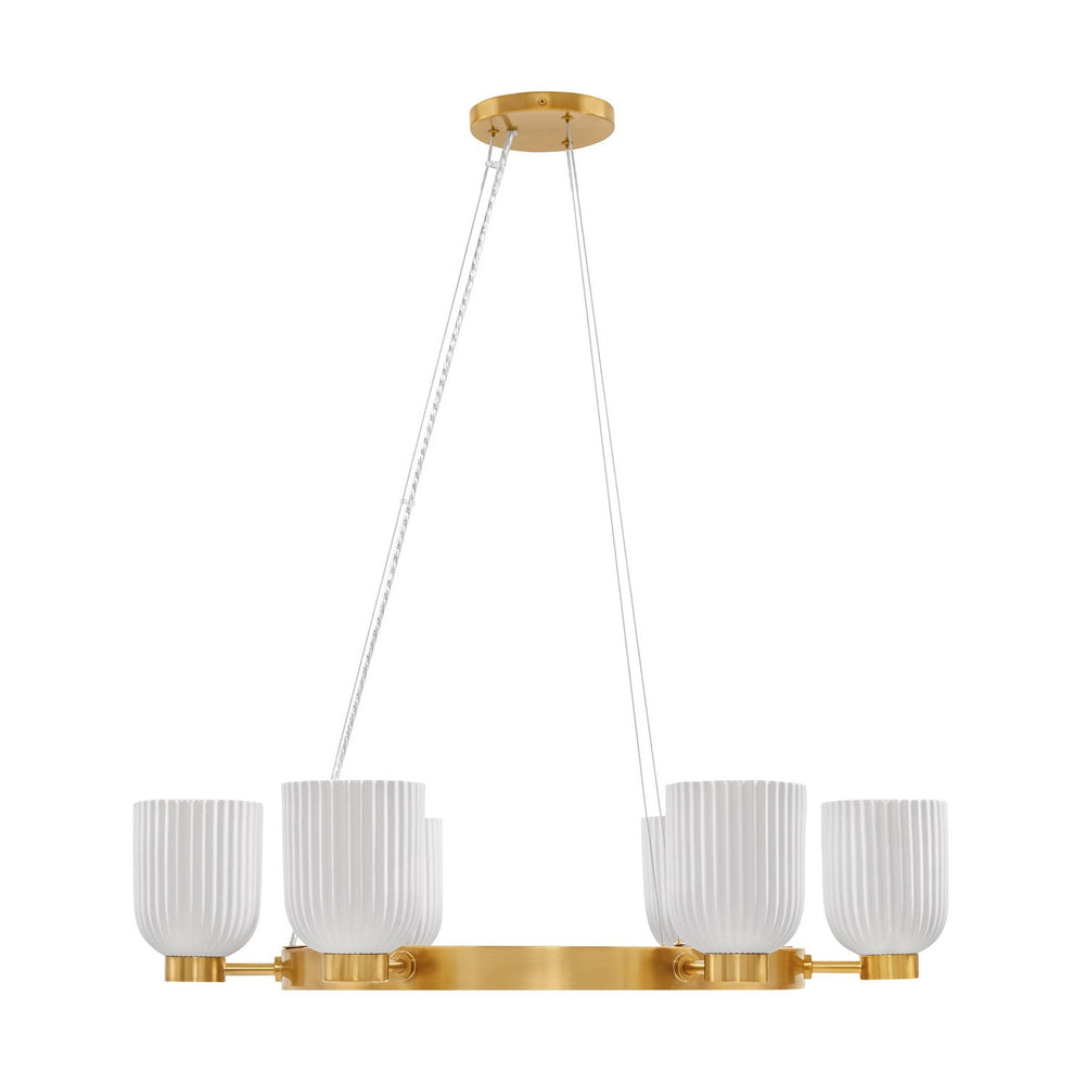 Isla Blanca Six Light Chandelier in Warm Brass Savoy House