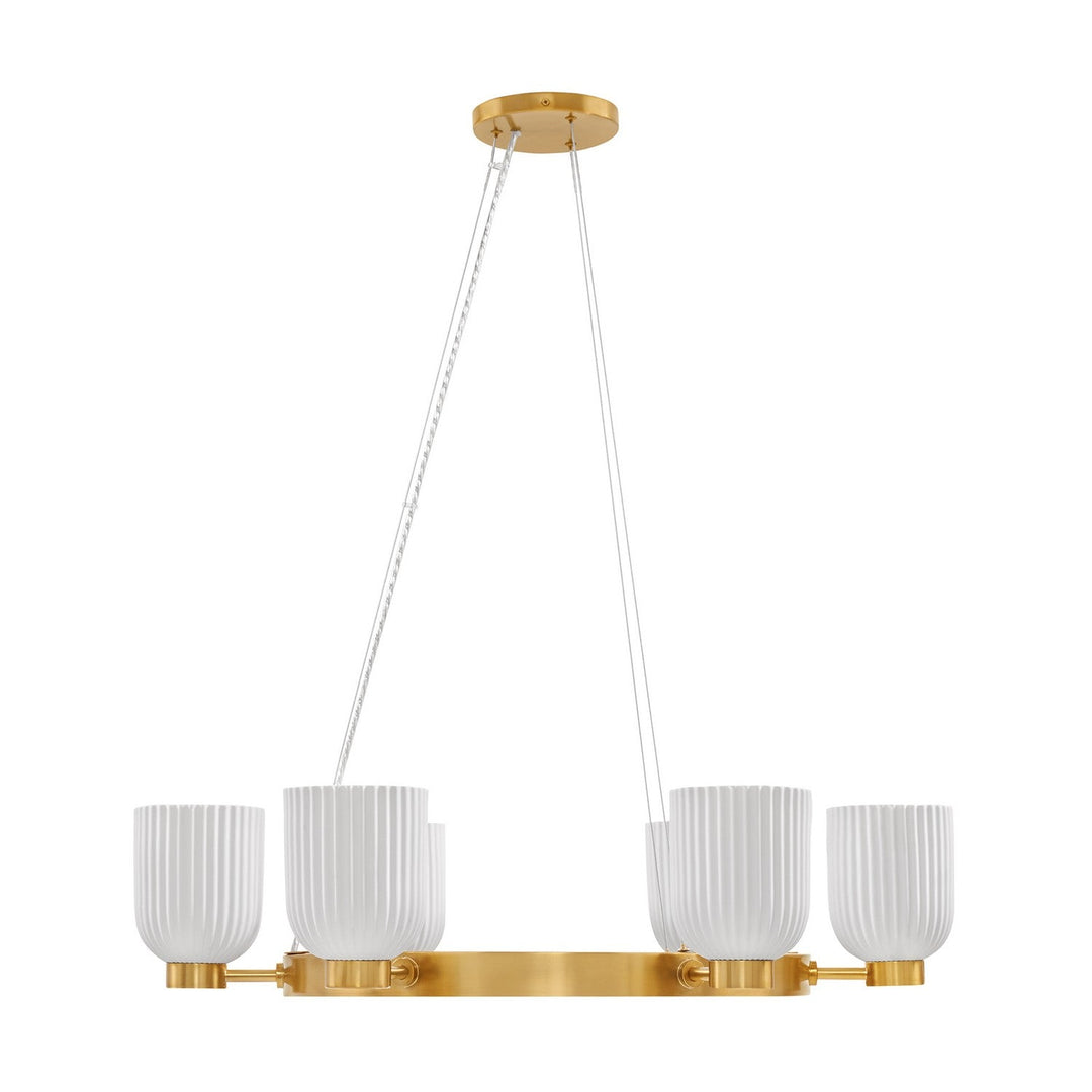 Isla Blanca Six Light Chandelier in Warm Brass Savoy House