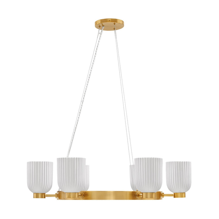Isla Blanca Six Light Chandelier in Warm Brass Savoy House