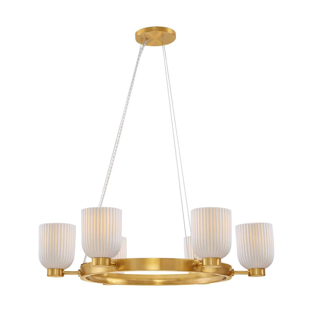 Isla Blanca Six Light Chandelier in Warm Brass Savoy House