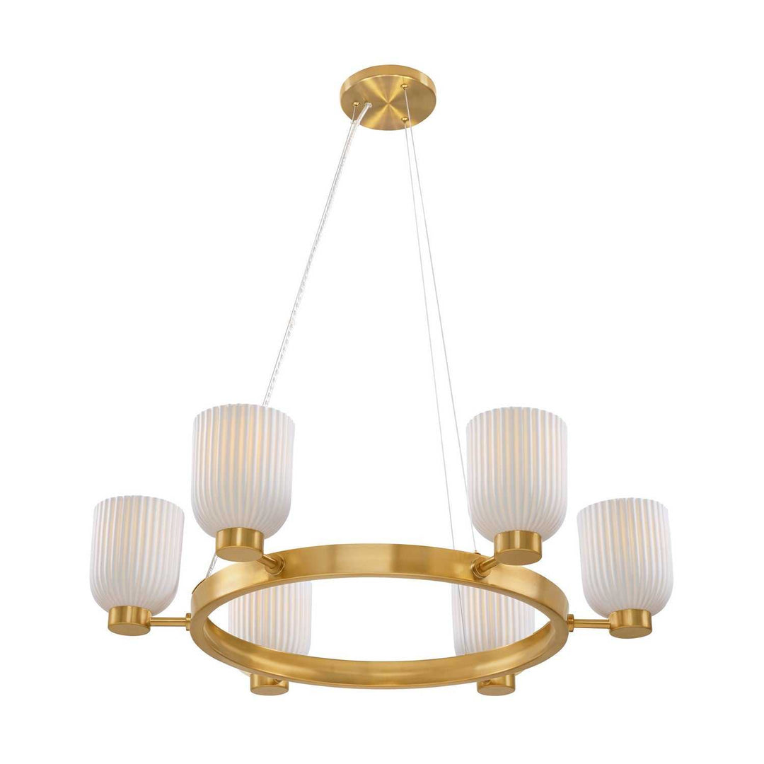 Isla Blanca Six Light Chandelier in Warm Brass Savoy House
