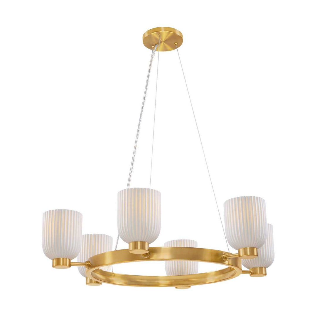 Isla Blanca Six Light Chandelier in Warm Brass Savoy House