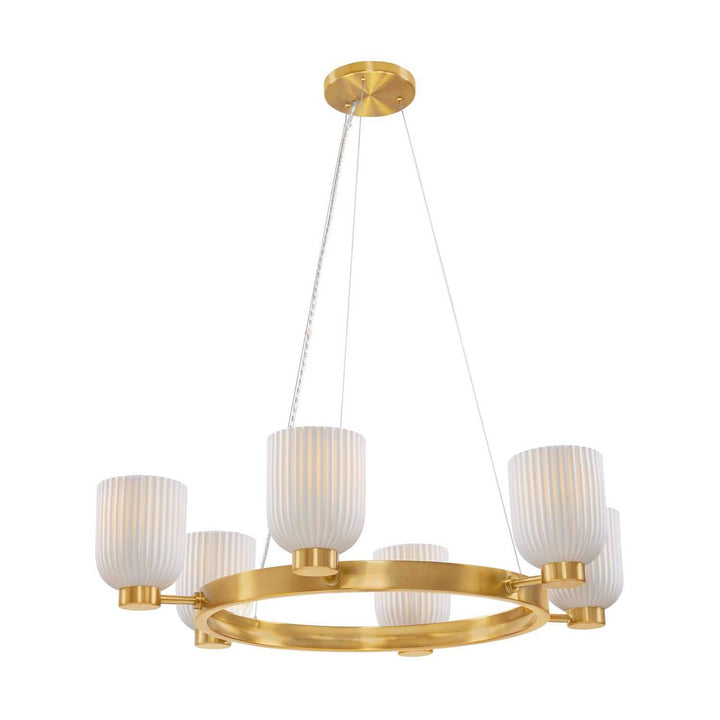 Isla Blanca Six Light Chandelier in Warm Brass Savoy House