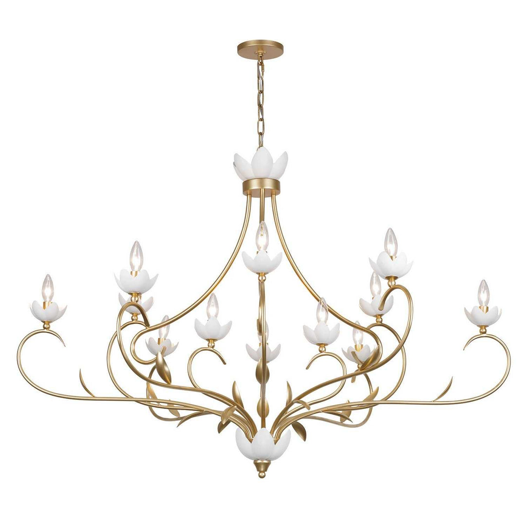 Muse 12 Light Chandelier in French Gold and White Cashmere Savoy House