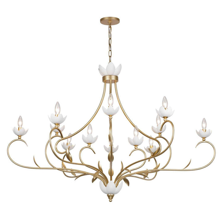 Muse 12 Light Chandelier in French Gold and White Cashmere Savoy House