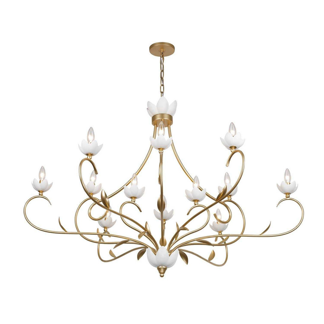 Muse 12 Light Chandelier in French Gold and White Cashmere Savoy House
