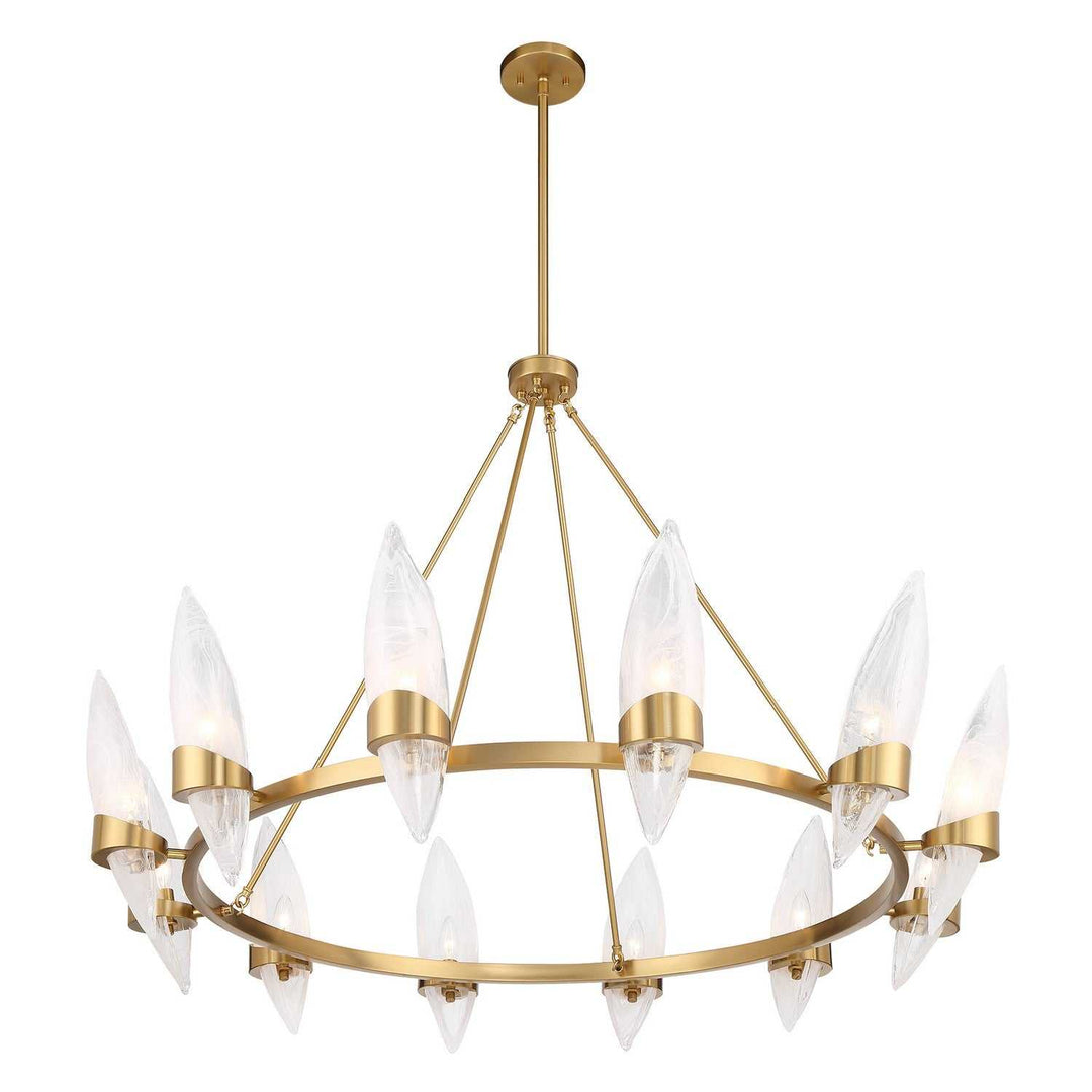 Nouvel 12 Light Chandelier in Warm Brass Savoy House