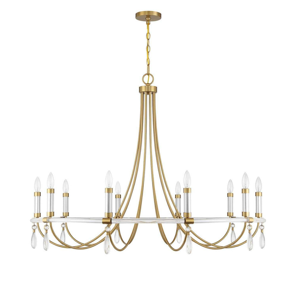 Mayfair Ten Light Chandelier in Warm Brass and Chrome Savoy House