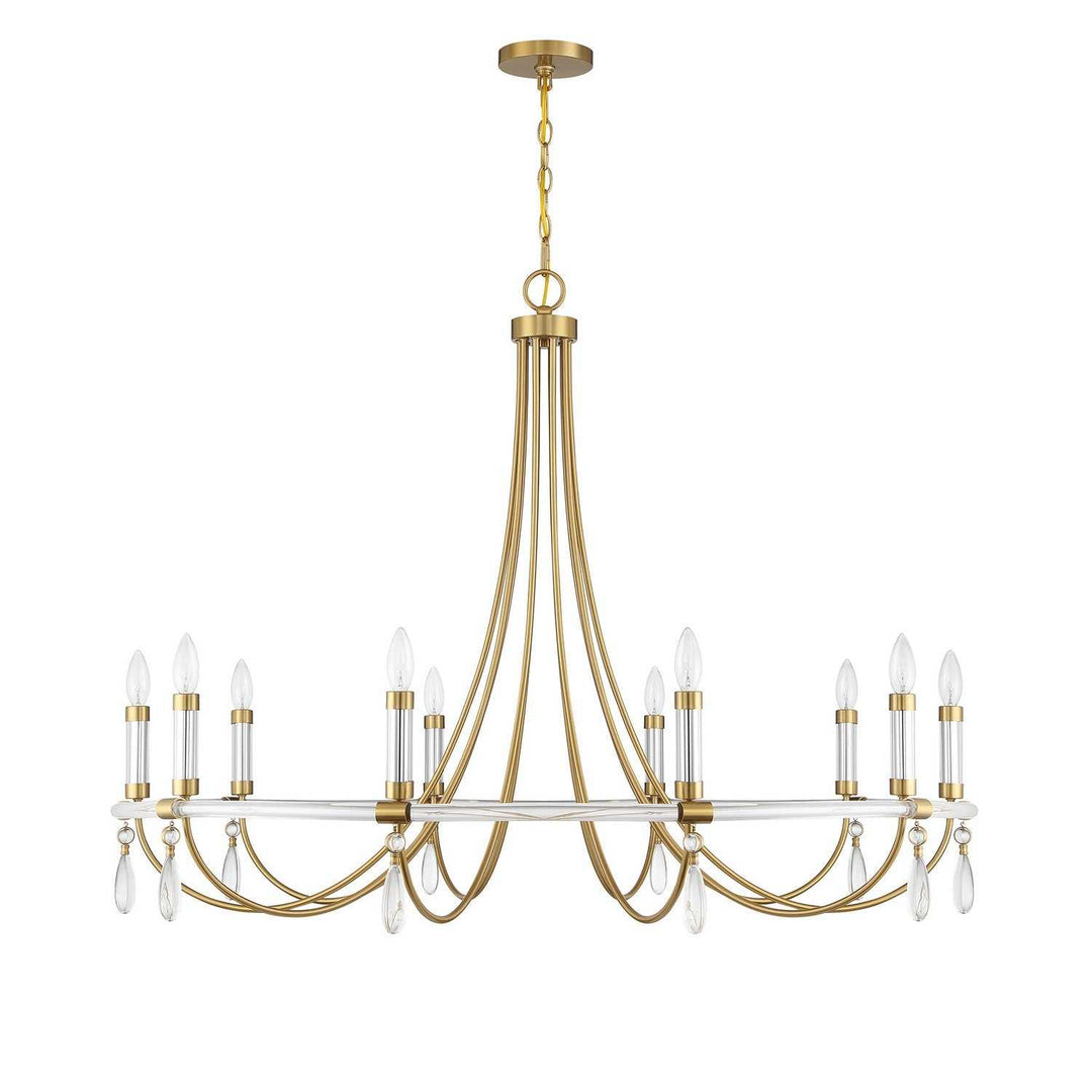 Mayfair Ten Light Chandelier in Warm Brass and Chrome Savoy House