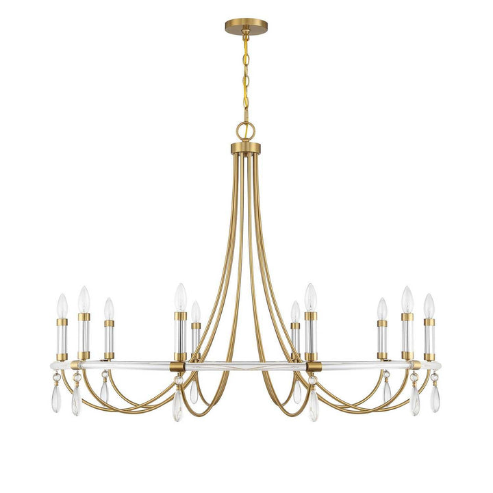 Mayfair Ten Light Chandelier in Warm Brass and Chrome Savoy House