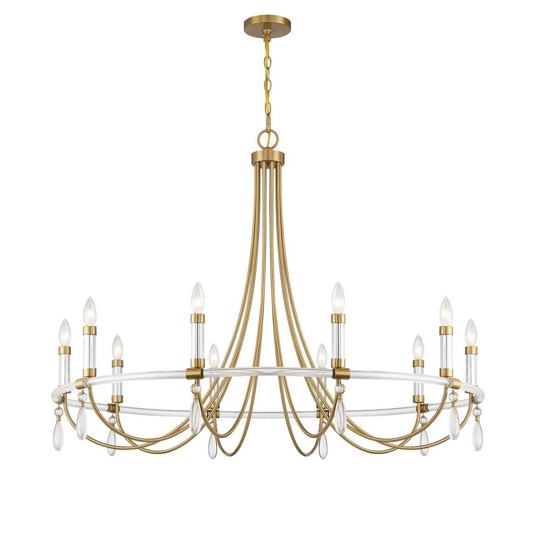Mayfair Ten Light Chandelier in Warm Brass and Chrome Savoy House