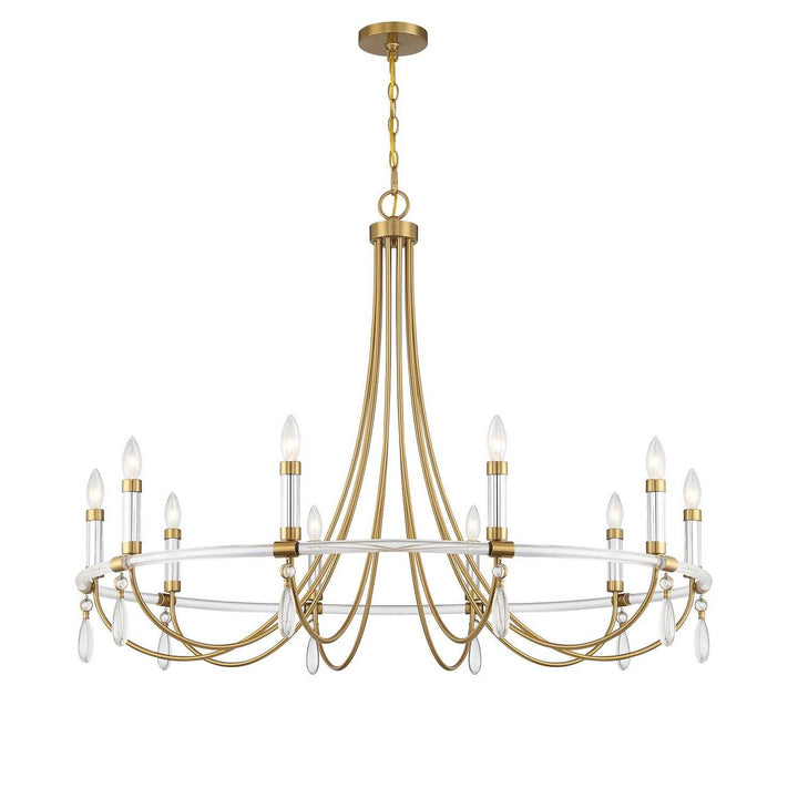 Mayfair Ten Light Chandelier in Warm Brass and Chrome Savoy House