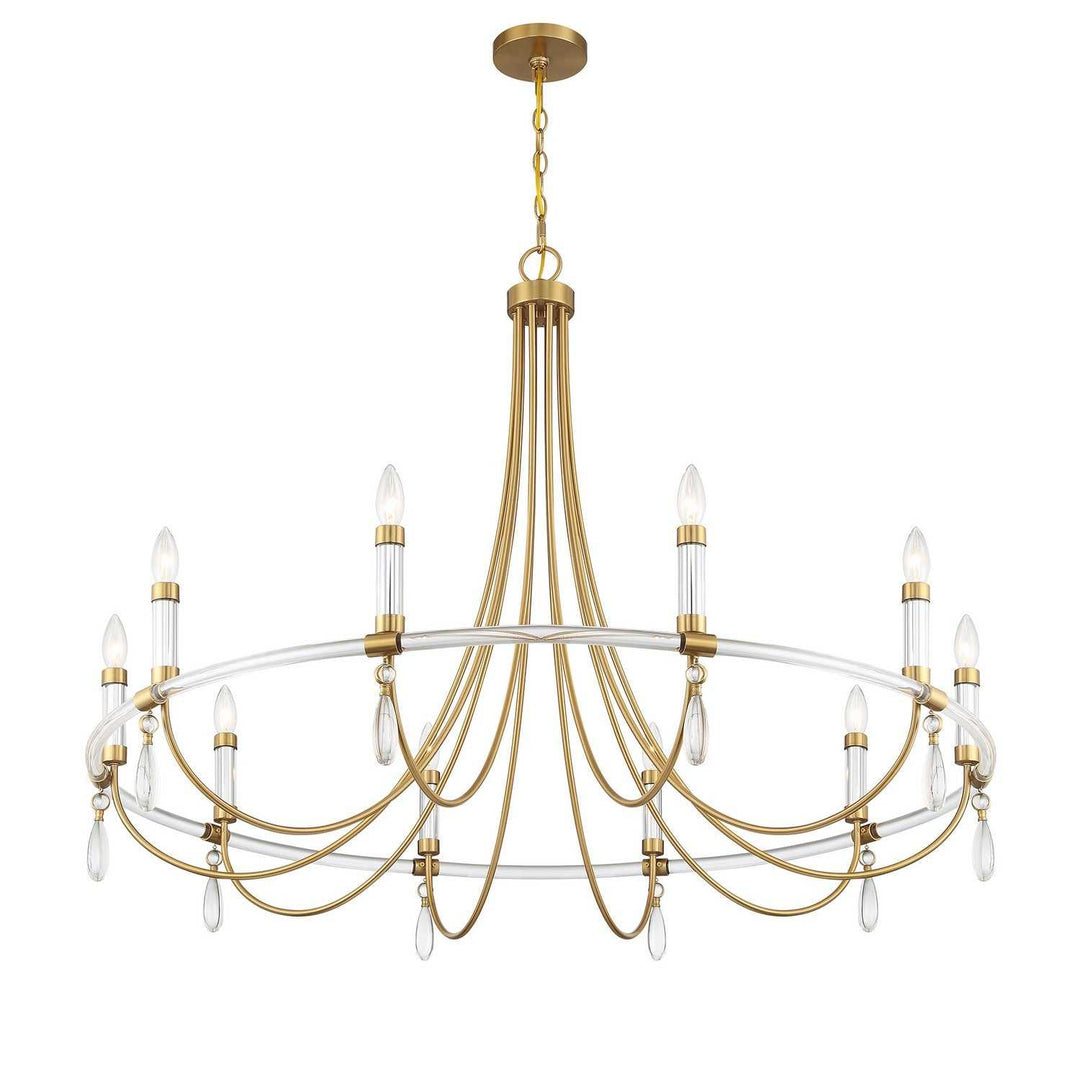 Mayfair Ten Light Chandelier in Warm Brass and Chrome Savoy House