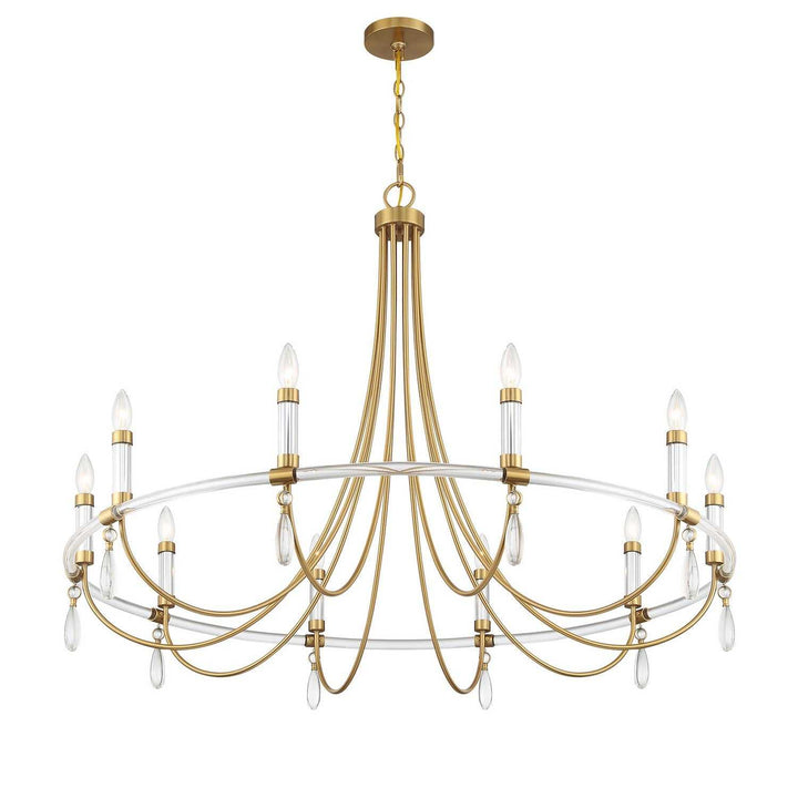 Mayfair Ten Light Chandelier in Warm Brass and Chrome Savoy House