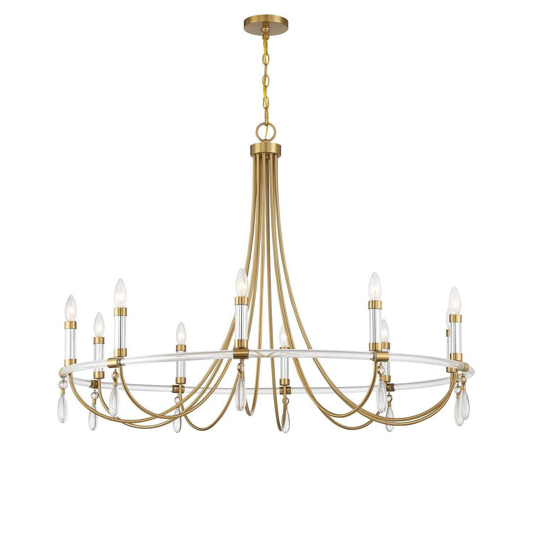 Mayfair Ten Light Chandelier in Warm Brass and Chrome Savoy House