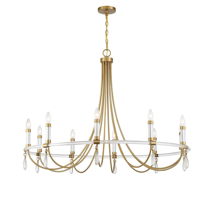Mayfair Ten Light Chandelier in Warm Brass and Chrome Savoy House