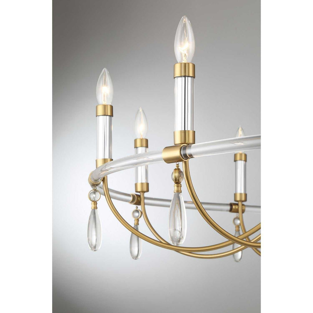 Mayfair Ten Light Chandelier in Warm Brass and Chrome Savoy House