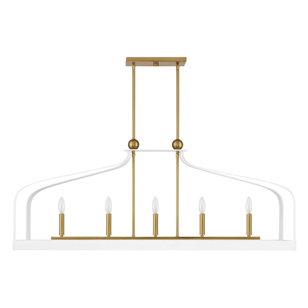 Savoy House - 1-7804-5-142 - Five Light Linear Chandelier - Sheffield - White w/Warm Brass