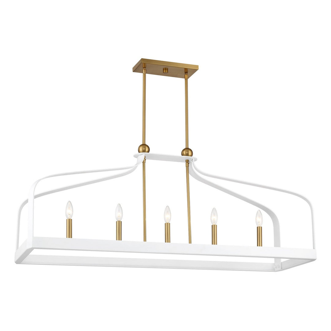 Savoy House - 1-7804-5-142 - Five Light Linear Chandelier - Sheffield - White w/Warm Brass