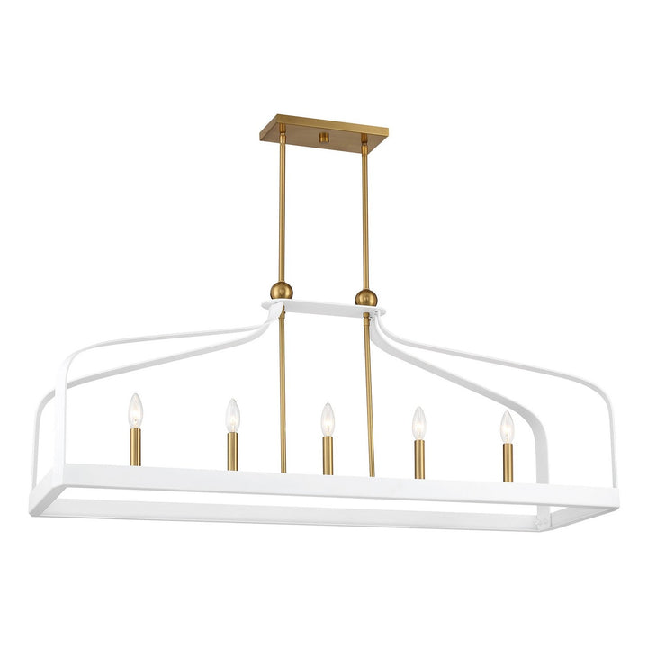 Savoy House - 1-7804-5-142 - Five Light Linear Chandelier - Sheffield - White w/Warm Brass