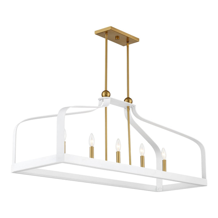 Savoy House - 1-7804-5-142 - Five Light Linear Chandelier - Sheffield - White w/Warm Brass