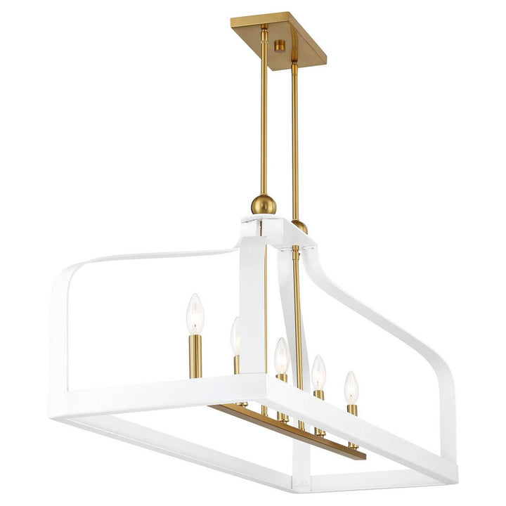 Savoy House - 1-7804-5-142 - Five Light Linear Chandelier - Sheffield - White w/Warm Brass
