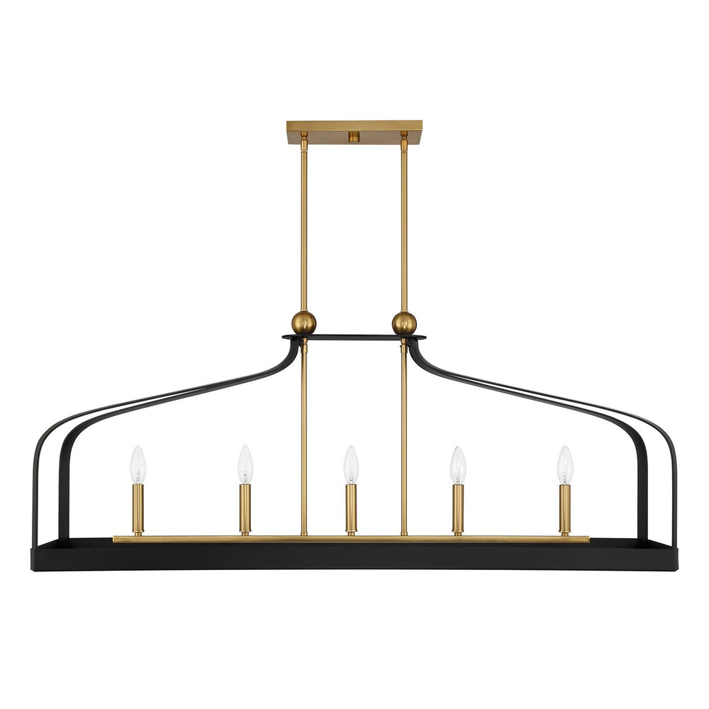 Savoy House - 1-7804-5-143 - Five Light Linear Chandelier - Sheffield - Matte Black w/Warm Brass