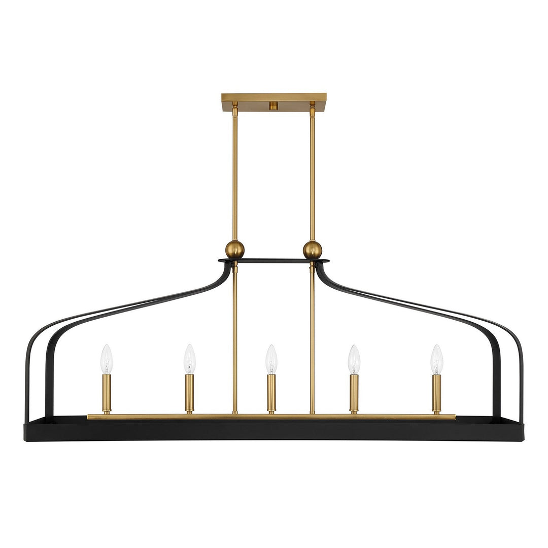 Savoy House - 1-7804-5-143 - Five Light Linear Chandelier - Sheffield - Matte Black w/Warm Brass