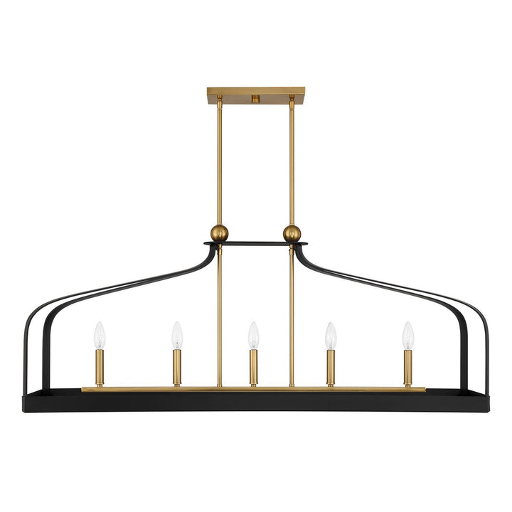 Savoy House - 1-7804-5-143 - Five Light Linear Chandelier - Sheffield - Matte Black w/Warm Brass