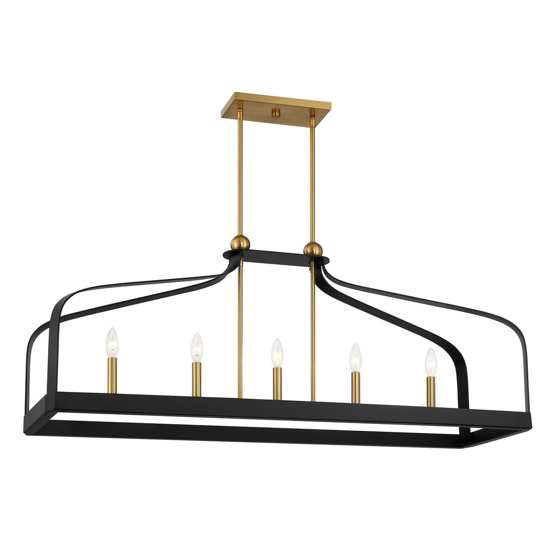 Savoy House - 1-7804-5-143 - Five Light Linear Chandelier - Sheffield - Matte Black w/Warm Brass