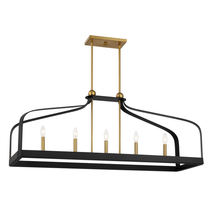Savoy House - 1-7804-5-143 - Five Light Linear Chandelier - Sheffield - Matte Black w/Warm Brass