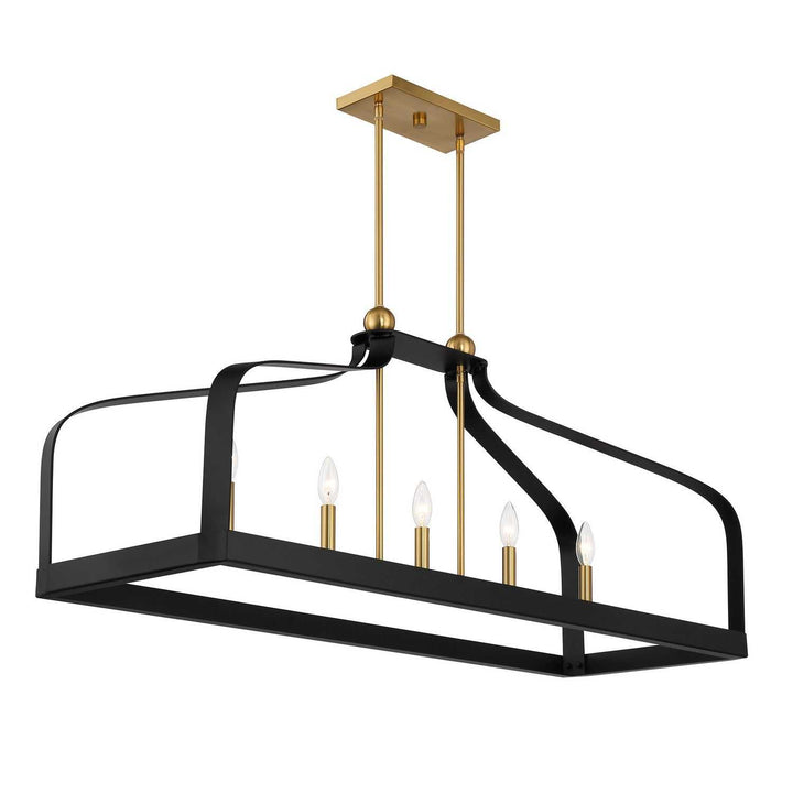 Savoy House - 1-7804-5-143 - Five Light Linear Chandelier - Sheffield - Matte Black w/Warm Brass