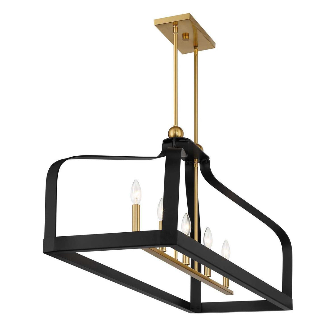 Savoy House - 1-7804-5-143 - Five Light Linear Chandelier - Sheffield - Matte Black w/Warm Brass