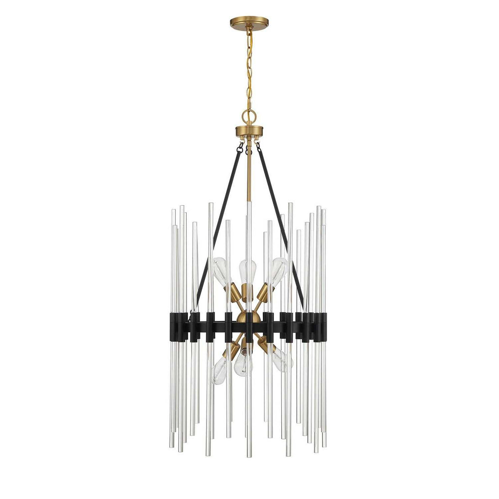 Savoy House - 3-1936-6-143 - Six Light Pendant - Santiago - Matte Black w/Warm Brass