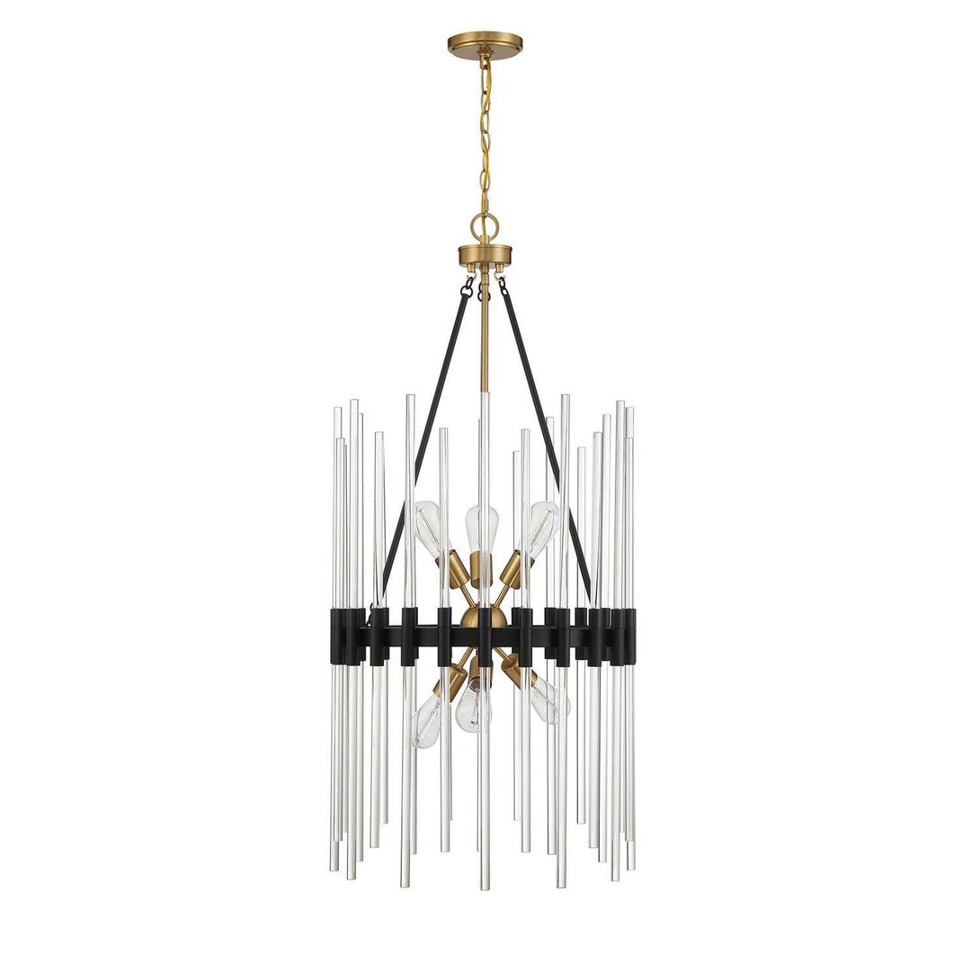 Savoy House - 3-1936-6-143 - Six Light Pendant - Santiago - Matte Black w/Warm Brass