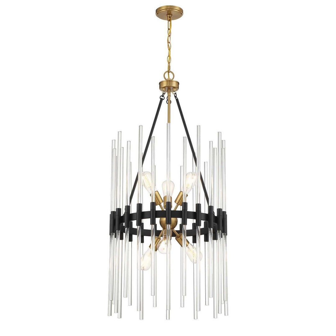 Savoy House - 3-1936-6-143 - Six Light Pendant - Santiago - Matte Black w/Warm Brass
