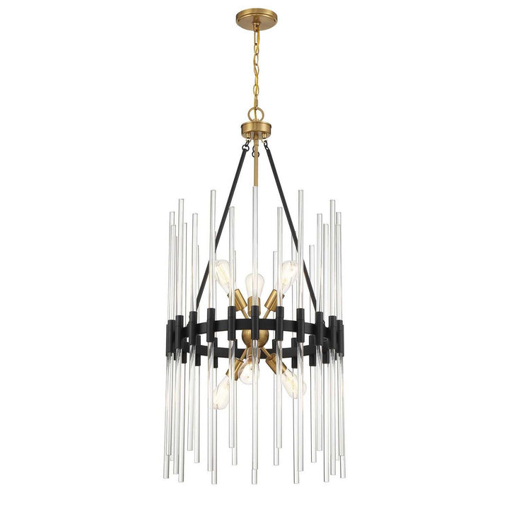 Savoy House - 3-1936-6-143 - Six Light Pendant - Santiago - Matte Black w/Warm Brass