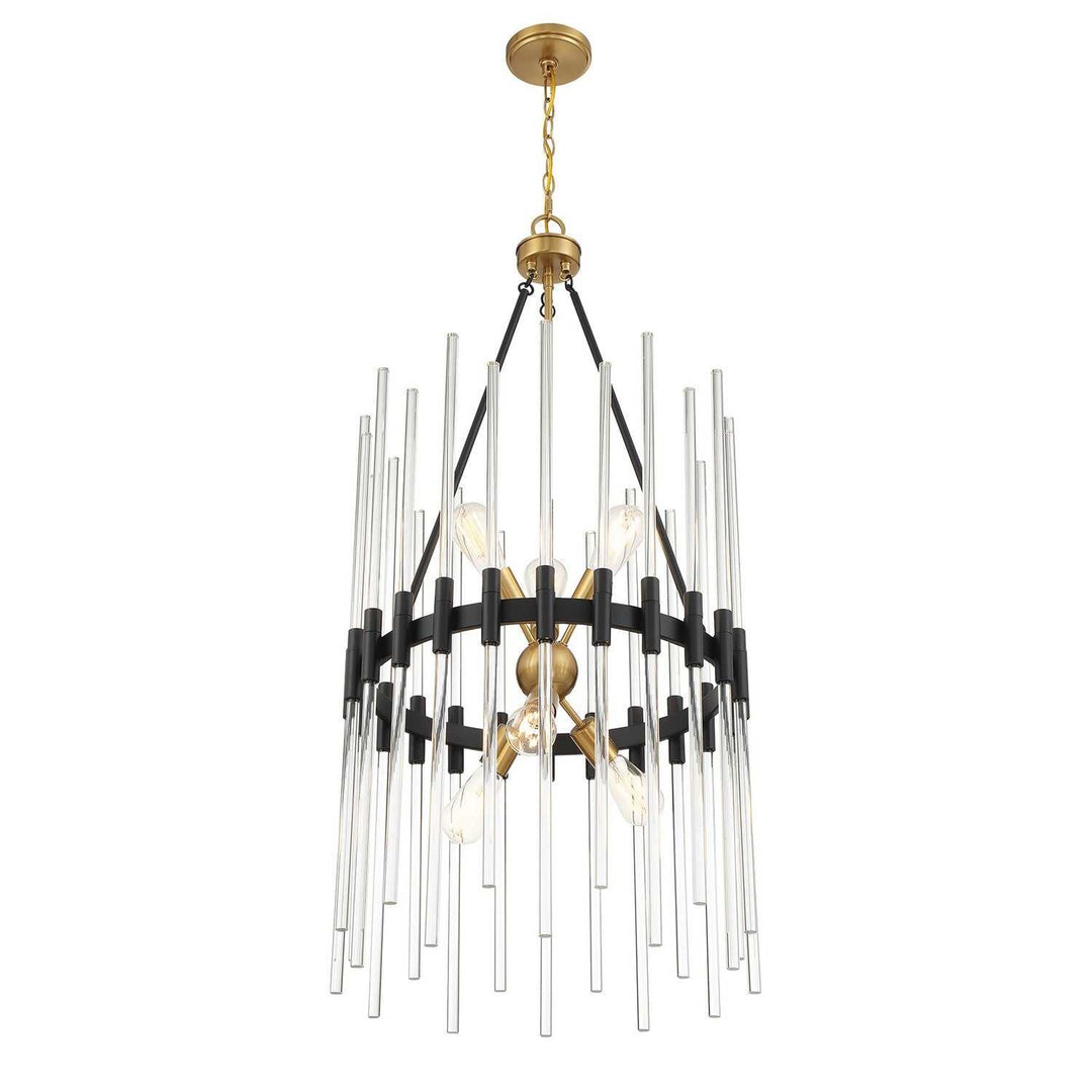 Savoy House - 3-1936-6-143 - Six Light Pendant - Santiago - Matte Black w/Warm Brass