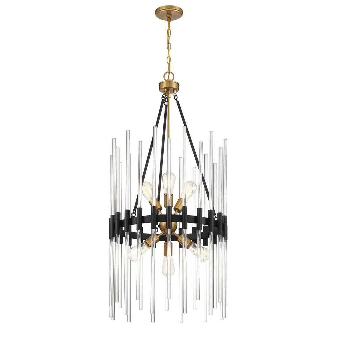 Savoy House - 3-1936-6-143 - Six Light Pendant - Santiago - Matte Black w/Warm Brass
