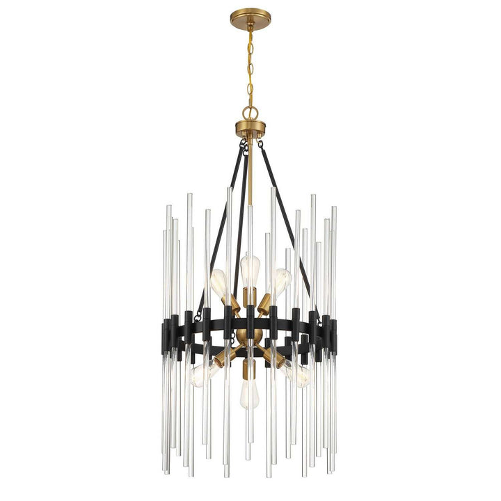 Savoy House - 3-1936-6-143 - Six Light Pendant - Santiago - Matte Black w/Warm Brass