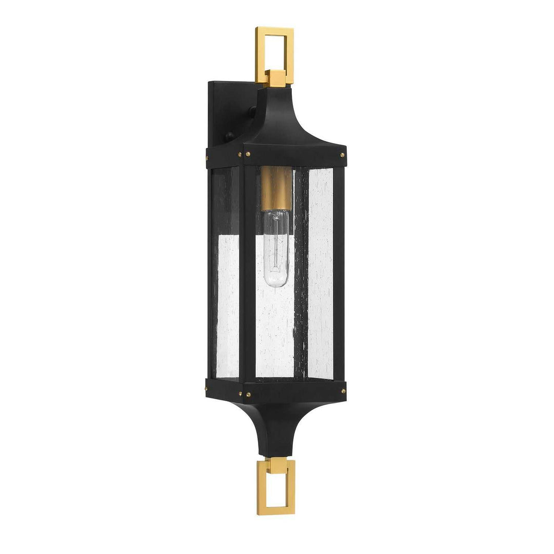 Savoy House - 5-276-144 - One Light Outdoor Wall Lantern - Glendale - Matte Black/Weathered Brushed Brass